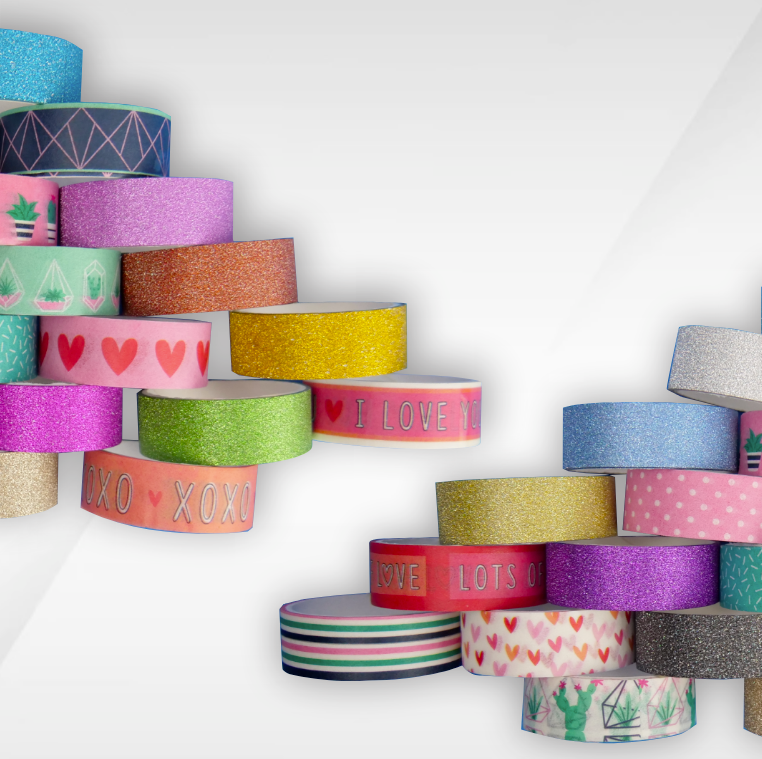 Love To Craft Washi and Glitter Tape Tubes - CDU 24 x 6 Pieces