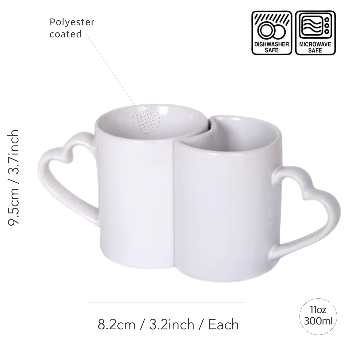 Simply Creative Sublimation Mug 11oz - Couple Heart 6 sets
