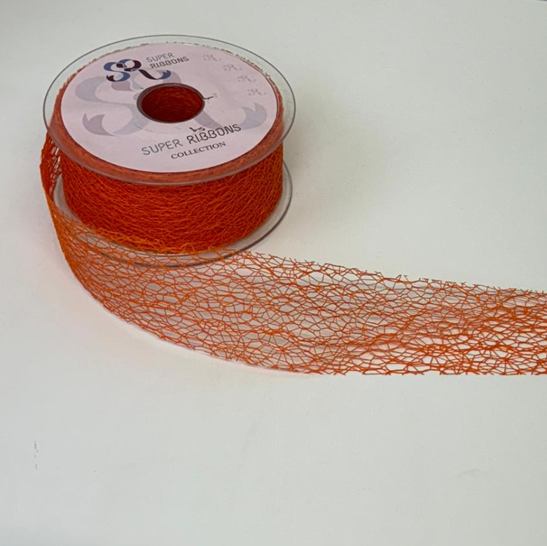 Mesh Ribbon 50mm Orange 20 metre reel