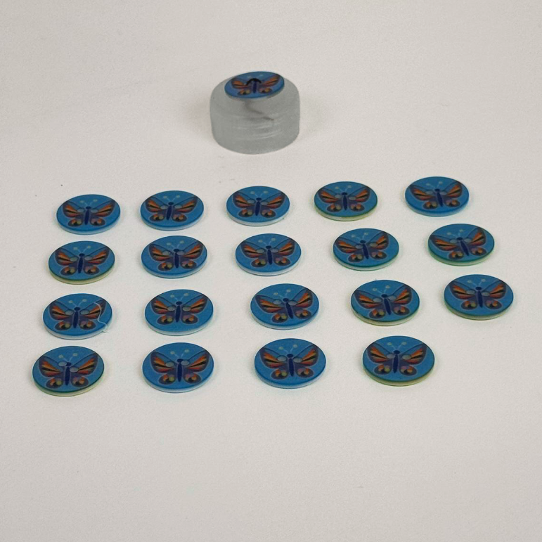 Bufferfly 15mm Buttons - Blue 20pieces