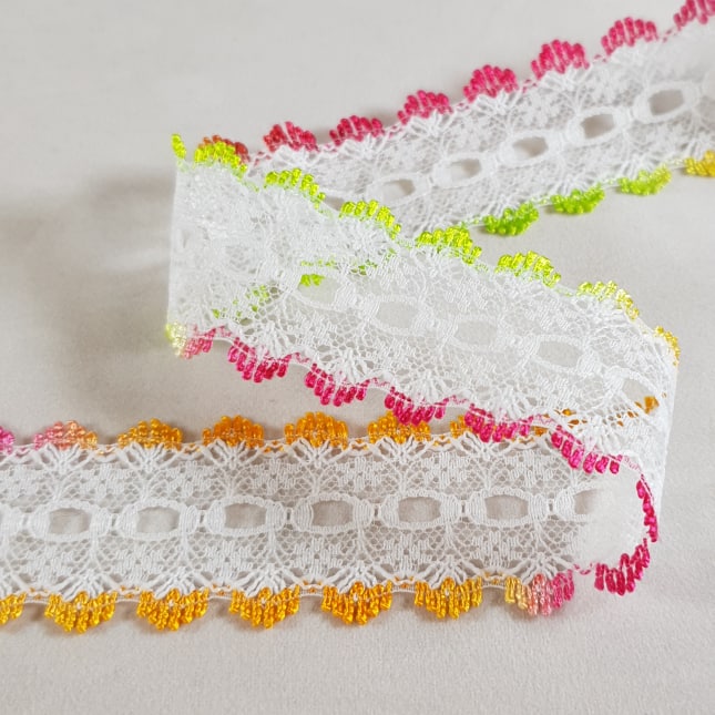 Knitting In Eyelet Lace 30mm Fiesta Mix 5 metre card
