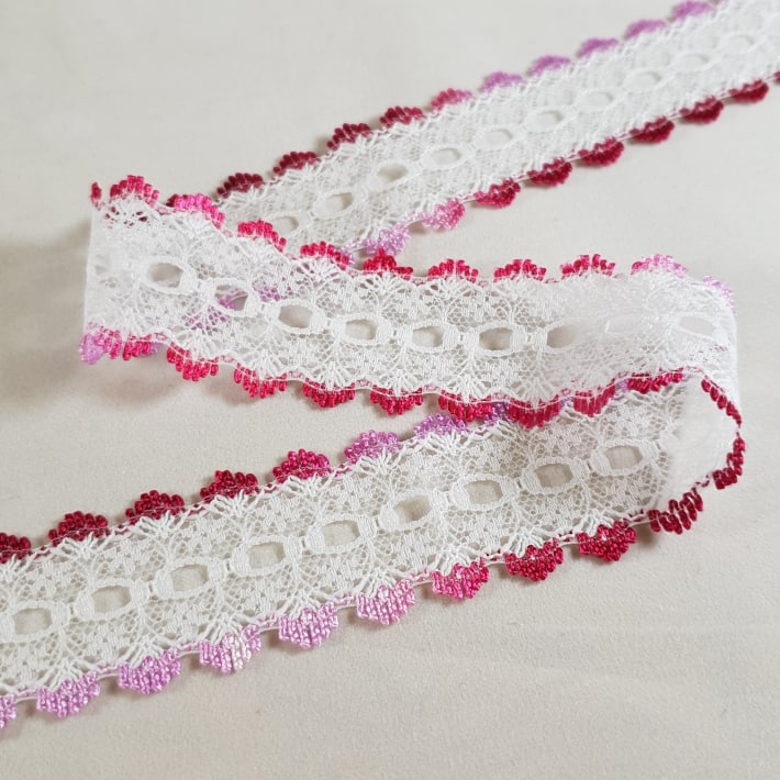 Knitting In Eyelet Lace 30mm Hot Pink Mix 25 metre card