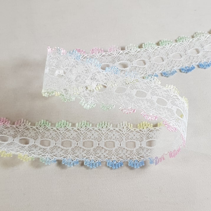 Knitting In Eyelet Lace 30mm White Multi 25 metre card
