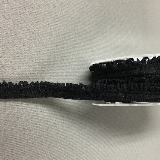 Lace Frilled 1/2" Black 5 metre reel
