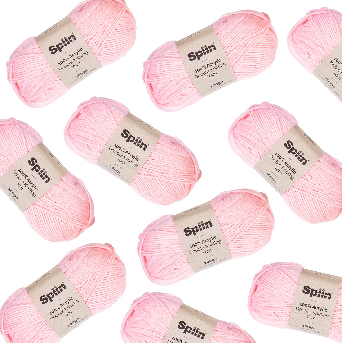 Spiin High Quality Double Knit Yarn - 10x100g Balls Light Pink