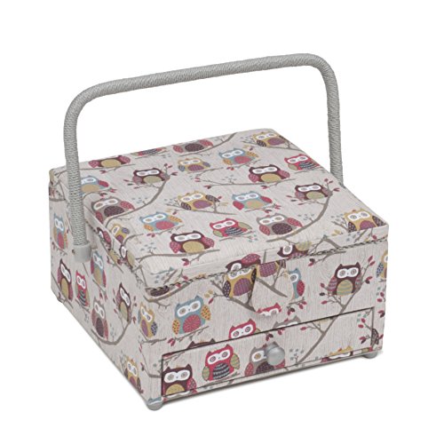 Hobby Gift Sewing Box Square with Drawer Hoot Owls Design