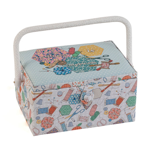 Hobby Gift Sewing Box Medium Embroidered Lid Happydashery Design