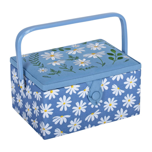 Hobby Gift Sewing Box Medium Embroidered Denim Daisies