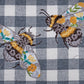 Hobby Gift Sewing Box Medium Embroidered Grey Gingham Bees