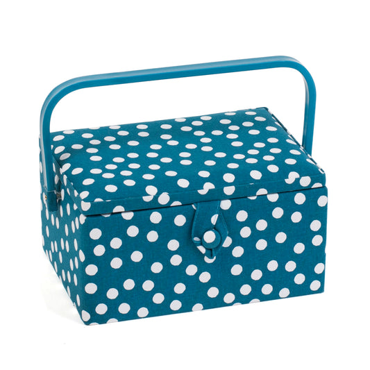 Hobby Gift Sewing Box Medium Teal Spot Design