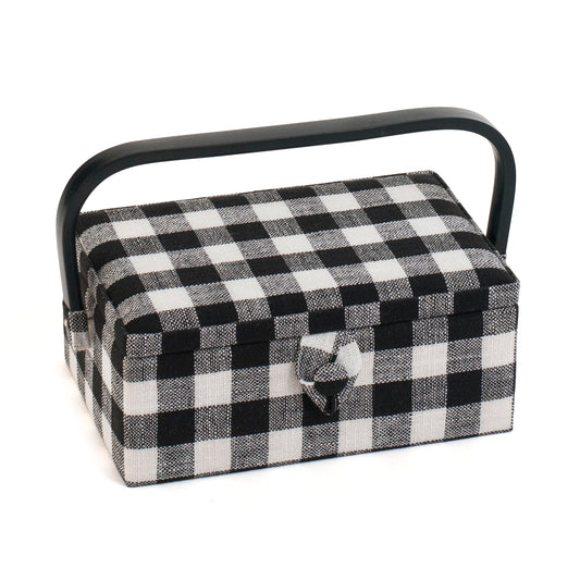 Hobby Gift Sewing Box Small Rectangle Monochrome Gingham