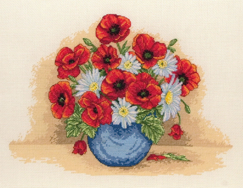 Anchor Counted Cross Stitch Kit Poppy Spray