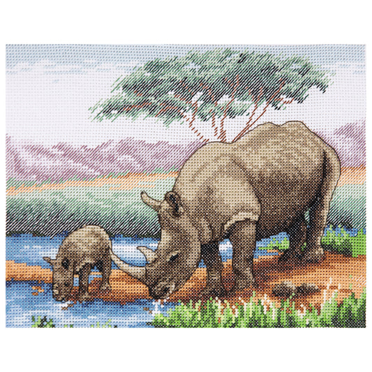 Anchor Counted Cross Stitch Kit Rhinos