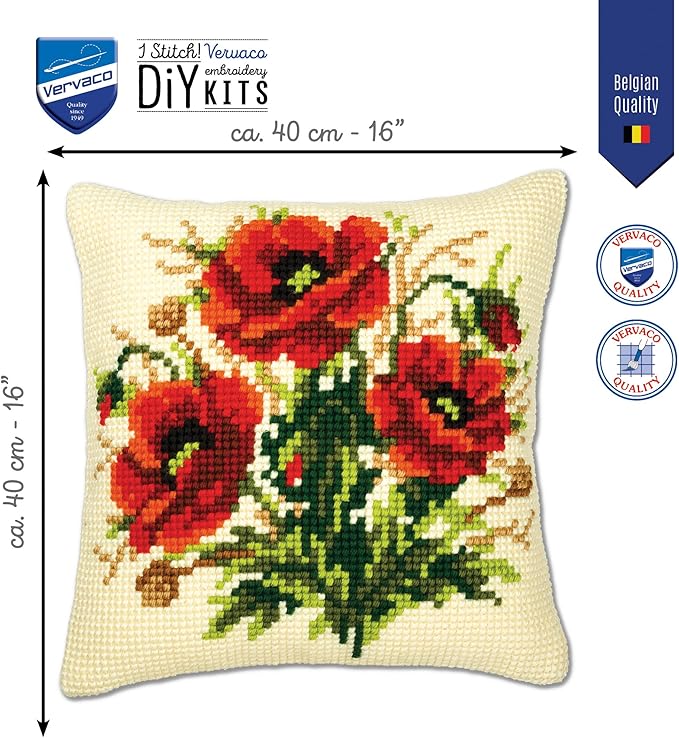 Vervaco Cross Stitch Cushion: Poppies