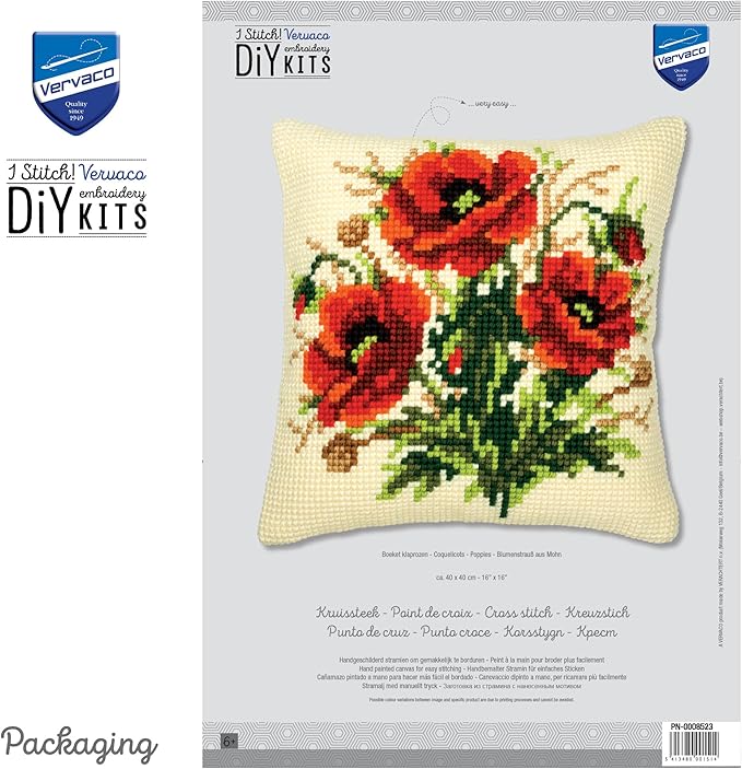 Vervaco Cross Stitch Cushion: Poppies