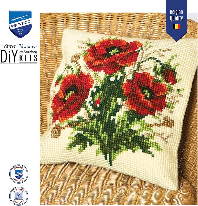 Vervaco Cross Stitch Cushion: Poppies