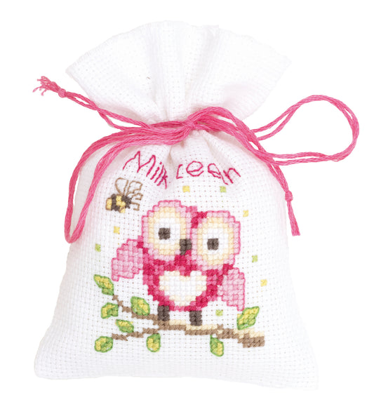 Vervaco PP Bag Pink Owl Counted Cross Stitch Kit- Multi-Colo