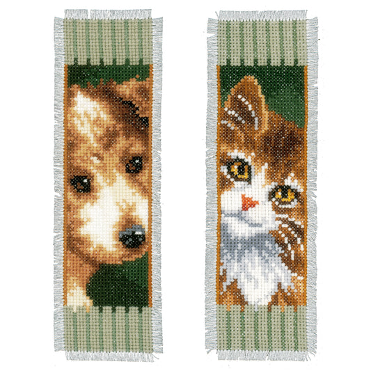 Vervaco Bookmarks CAT and Dog AIDA Set of 2