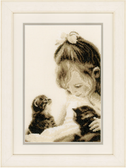 Vervaco - Counted Cross Stitch Kit - Girl & Kittens