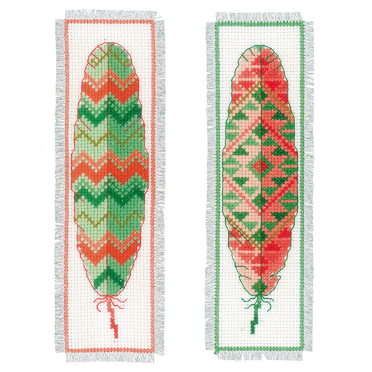 Vervaco - Bookmark - Cross Stitch Kit - Feathers (set of 2)
