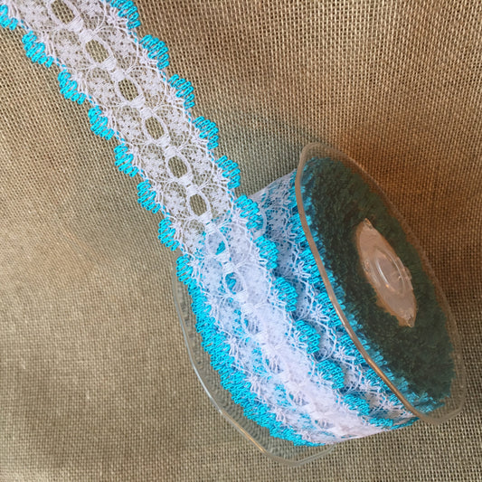 Knitting in Lace 30mm White/Turquoise 15 metre reel