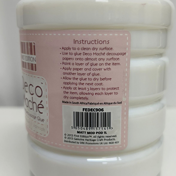 First Edition Deco Maché - Adhesive & Build-up Sealer 1L Matt