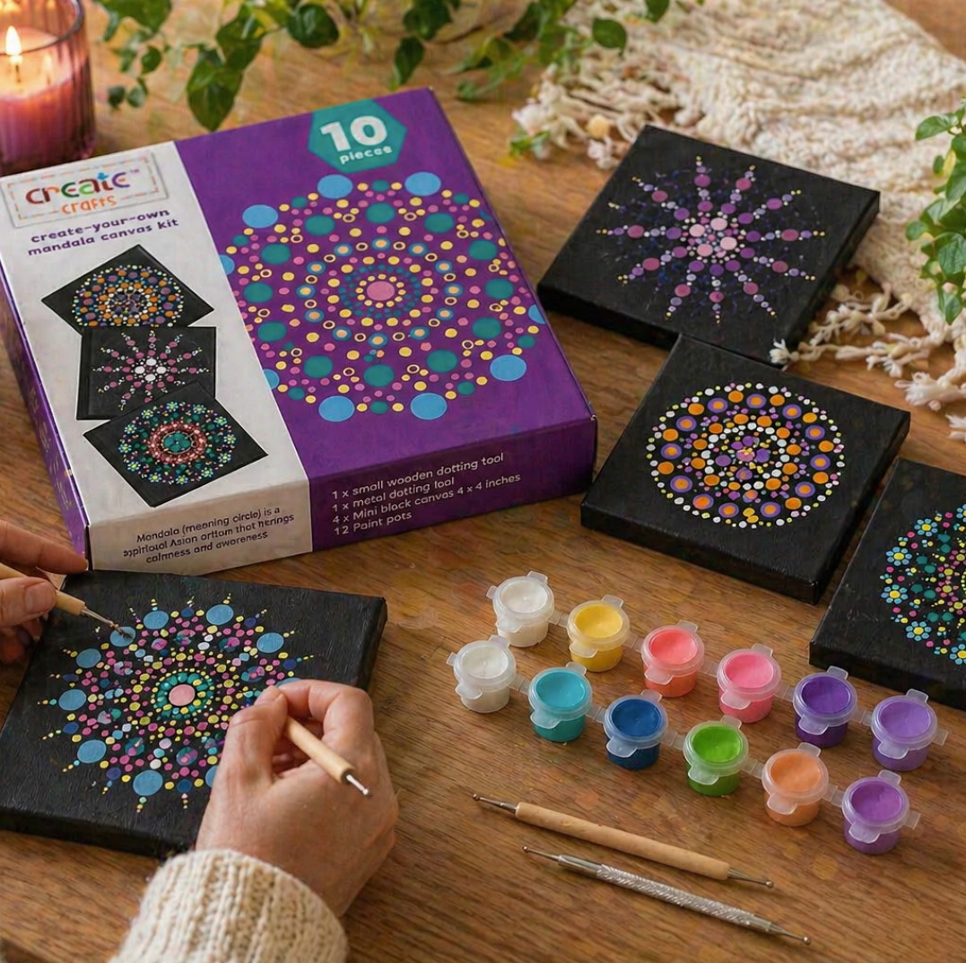 Create - Mandala Black Canvas Set