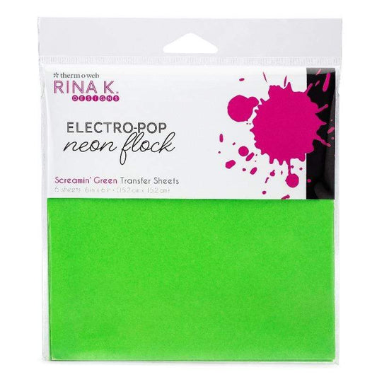 Rina K Designs 6 X 6 Neon Flock Sheets -SCREAMIN' GREEN (6 s