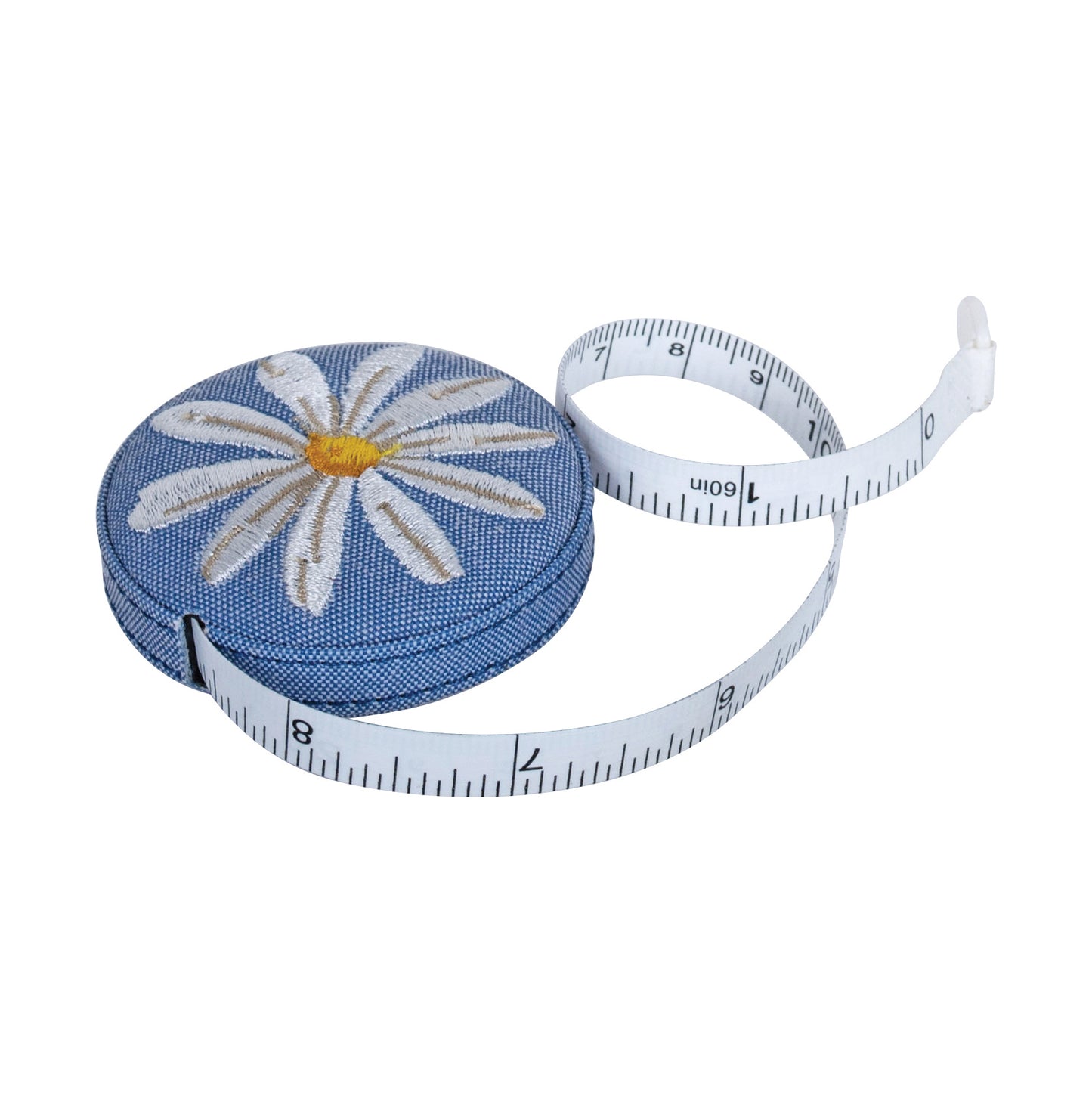 Hobby Gift Tape Measure Embroidered Denim Daisies