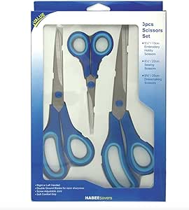 3 Pair Soft Grip Scissor Pack - 13cm 22cm & 25cm Right or Le