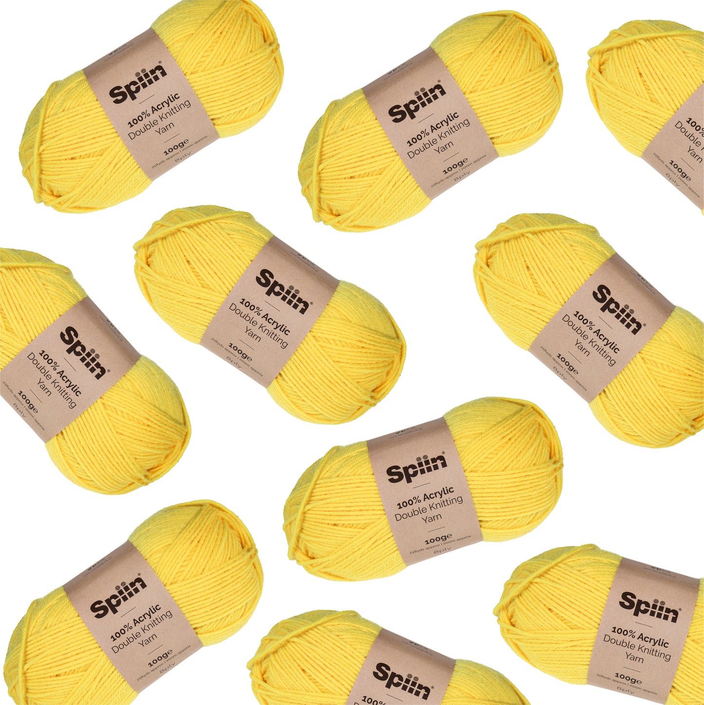 Spiin High Quality Double Knit Yarn - 10x100g Balls Yellow