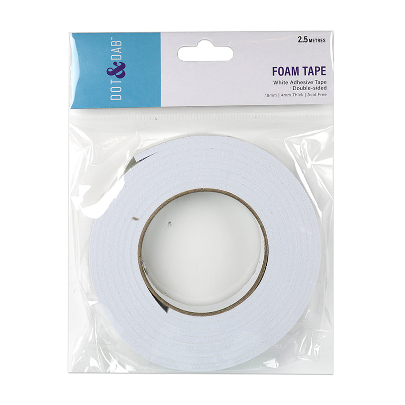 Dot and Dab Foam Tape 18mm x5m x4mm white - 2 Pack