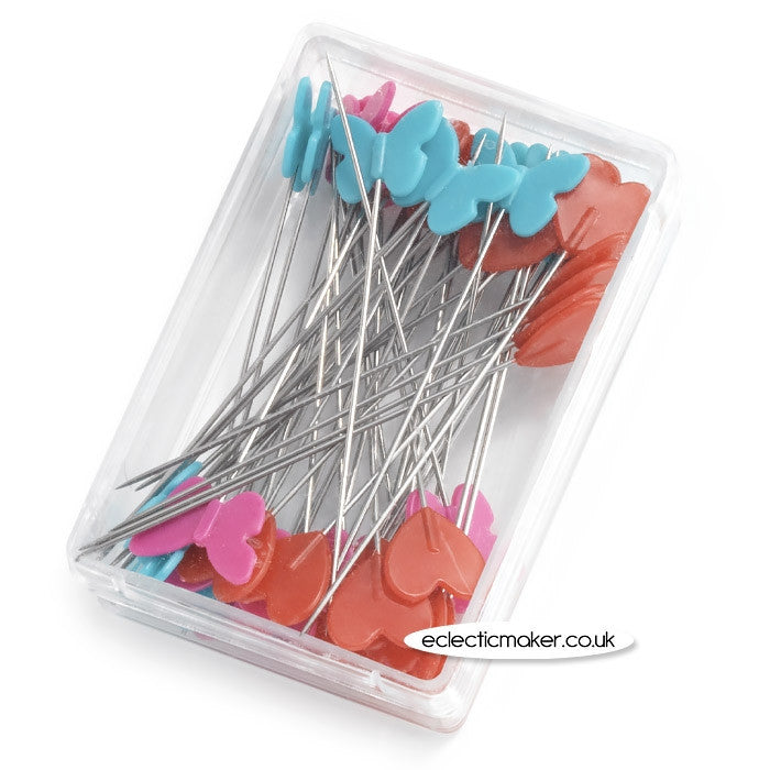 Prym Love Plastic Head Pins Hearts and Butterflies