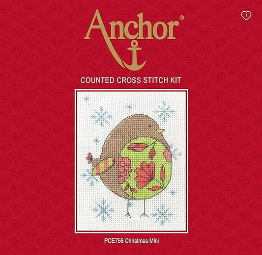 Anchor Counted Cross Stitch Kit Floral Robin