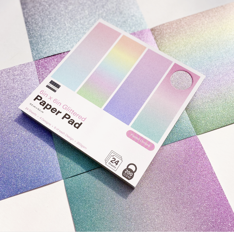 First Edition 6in x 6in Glittered Paper Pad | Pastel Ombre