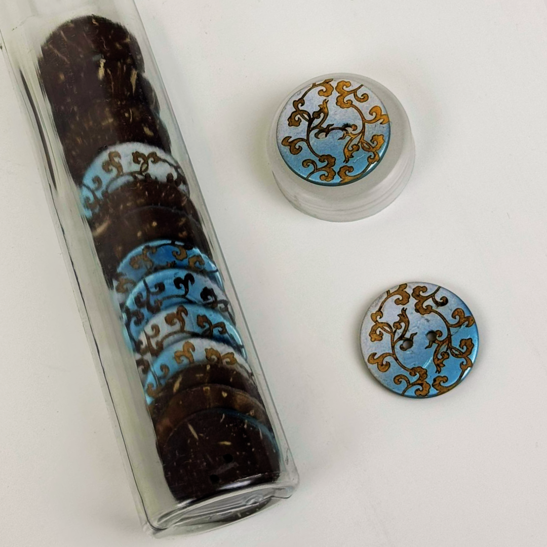 Coco Print 25mm buttons - Blue 15pieces