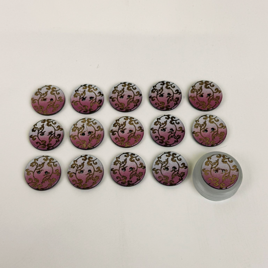 Coco Print 25mm buttons - Purple 15pieces