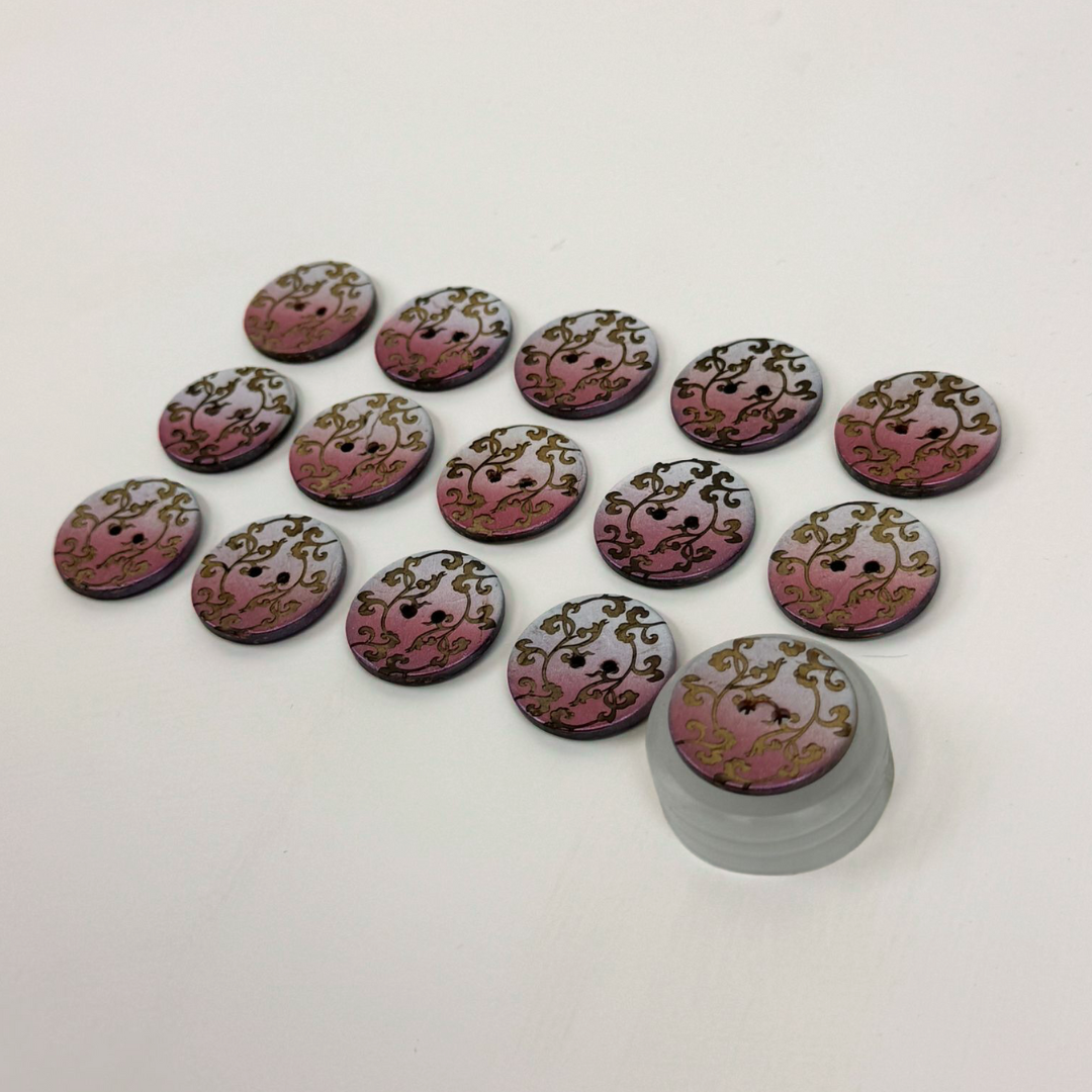 Coco Print 25mm buttons - Purple 15pieces