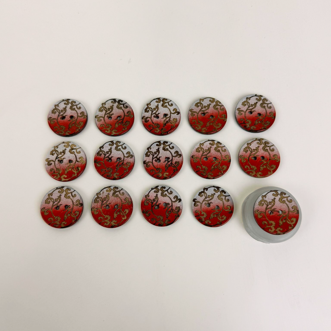 Coco Print 25mm buttons - Red 15pieces