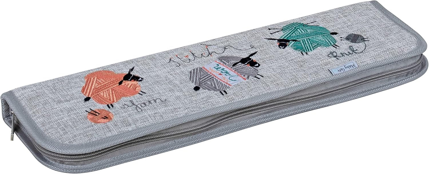 Hobby Gift Knitting Needle Case – Knit Happens Design (13 × 44 × 4 cm)