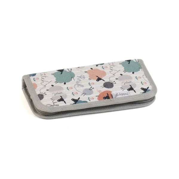 Hobby Gift Crochet Hook Case – Knit Happens Design (10 × 20 × 3 cm)