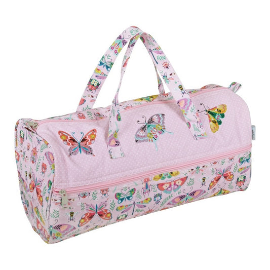 Hobby Gift Knitting Bag – Embroidered Bugs & Butterflies – Cotton Storage with Yarn Eyelet