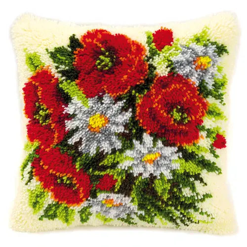 Vervaco Latch Hook Kit Cushion Poppies