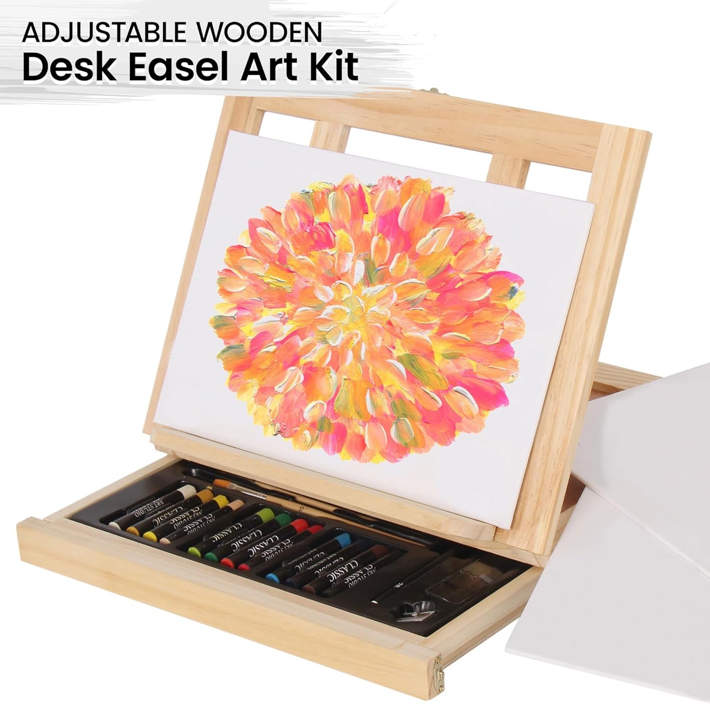 Artistik Mixed Media Easel Art Set – 34 Piece Wooden Painting Kit