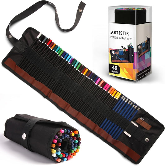 Artistik 47 Piece Coloring Pencil Wrap Set – Drawing & Sketching Kit