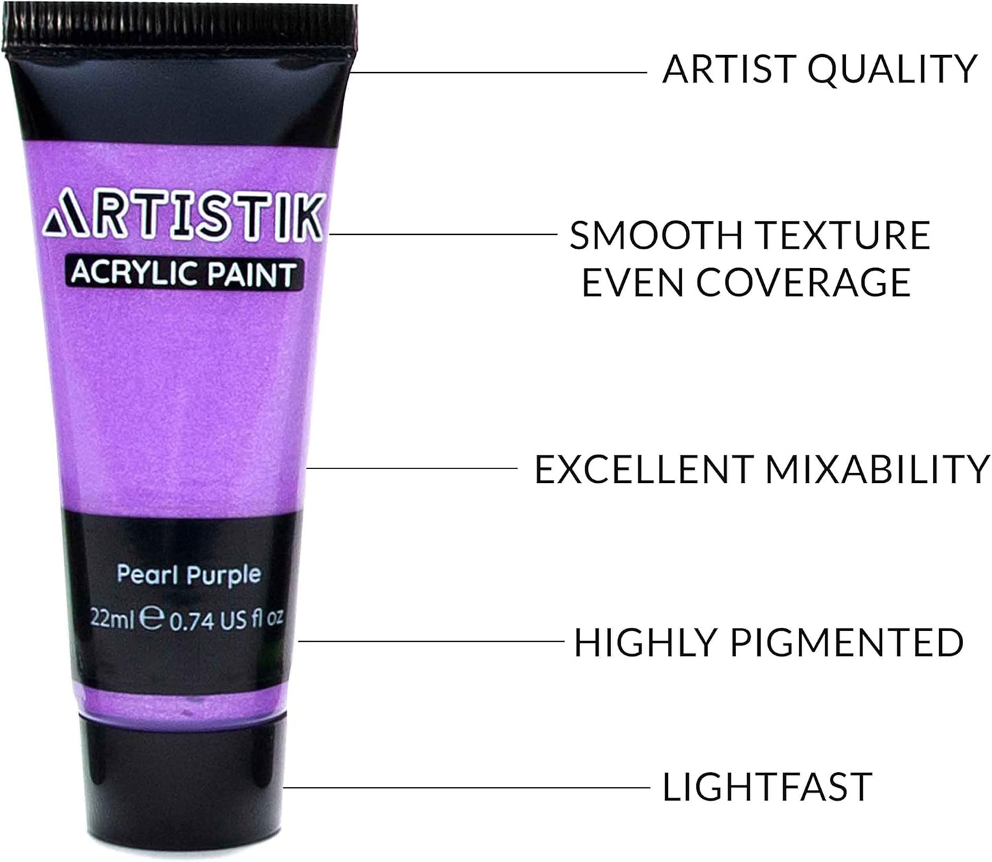 Artistik 32 Colour Acrylic Paint Set with Brushes – 22ml Tubes