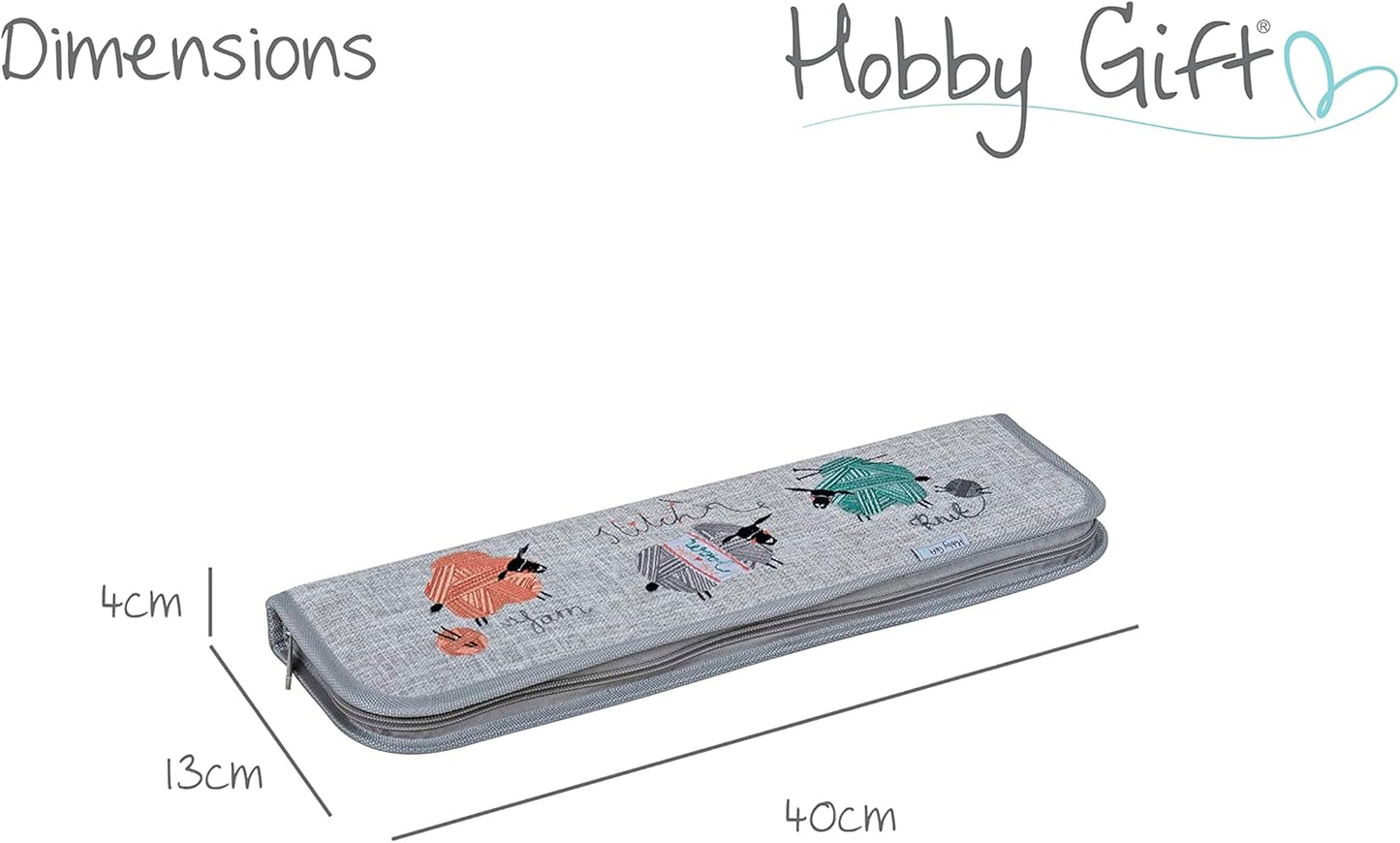 Hobby Gift Knitting Needle Case – Knit Happens Design (13 × 44 × 4 cm)