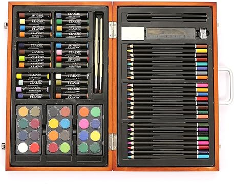 Artistik 80 Piece Junior Art Set with Wooden Case – Complete Creative Kit