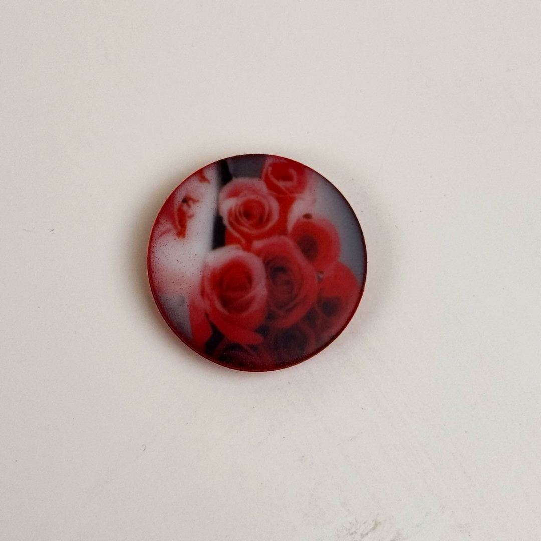 Rose Print 22mm buttons - Red - 15pieces