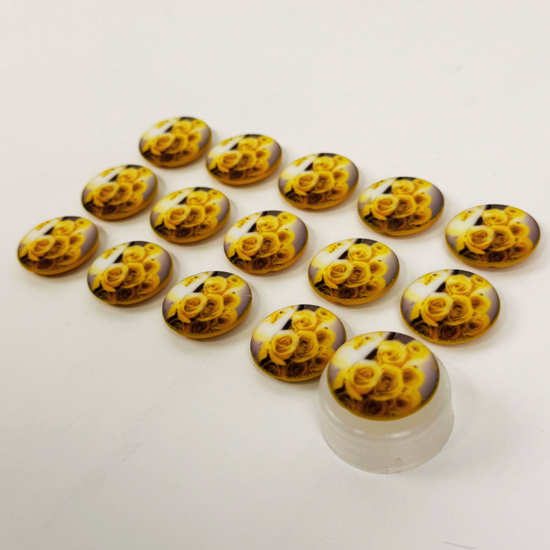 Rose Print 22mm buttons - Yellow - 15pieces